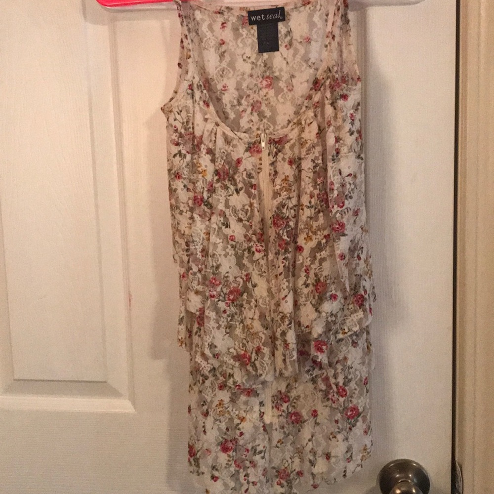 Lace front zip tank